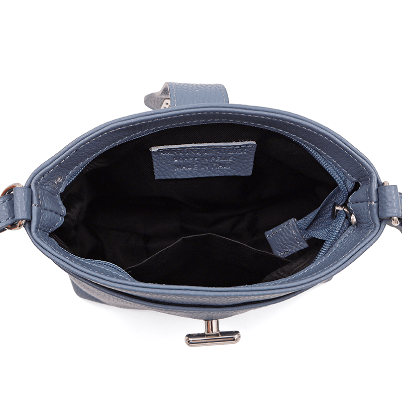 Andria természetes bőr válltáska - világoskék