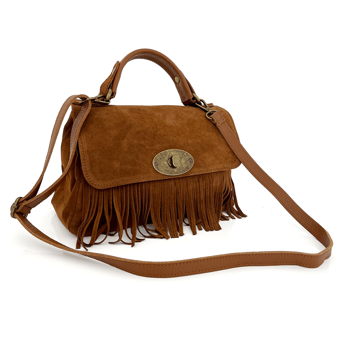 Női táska természetes velúrból - cseréptetőbarna