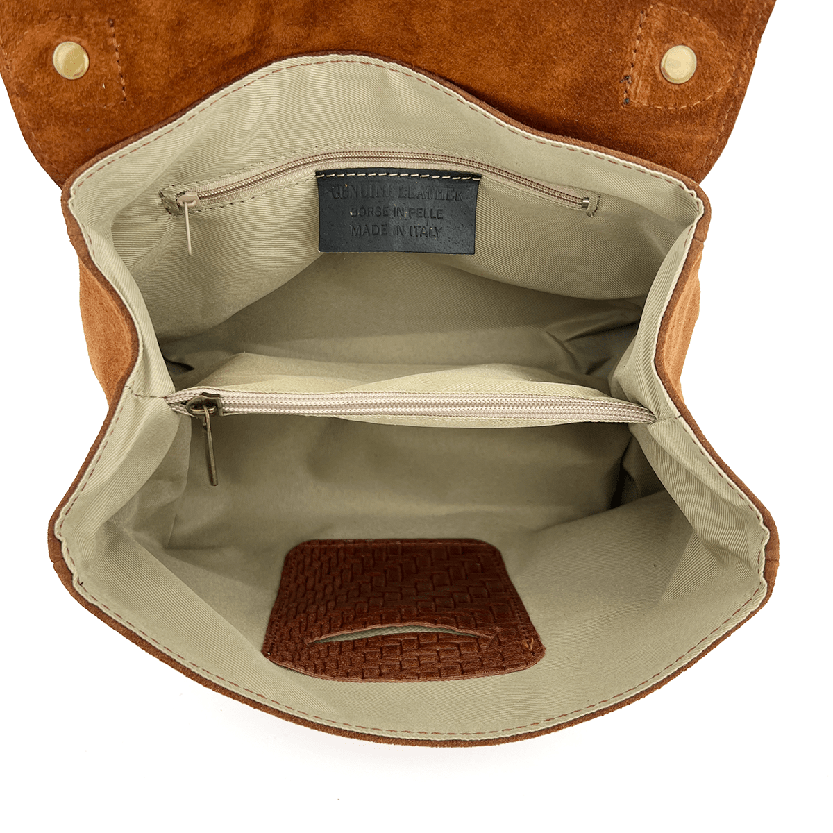 Női táska természetes velúrból - cseréptetőbarna