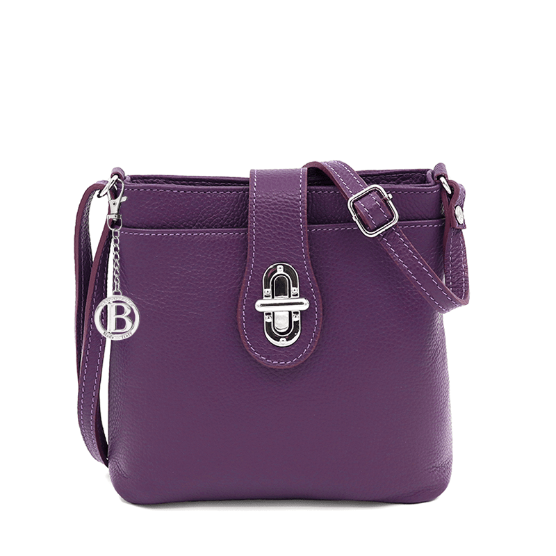 Andria természetes bőr válltáska - lila