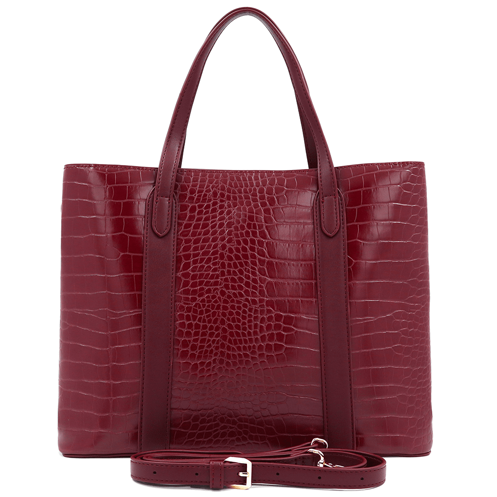 David Jones - Női táska krokodil mintával - bordó