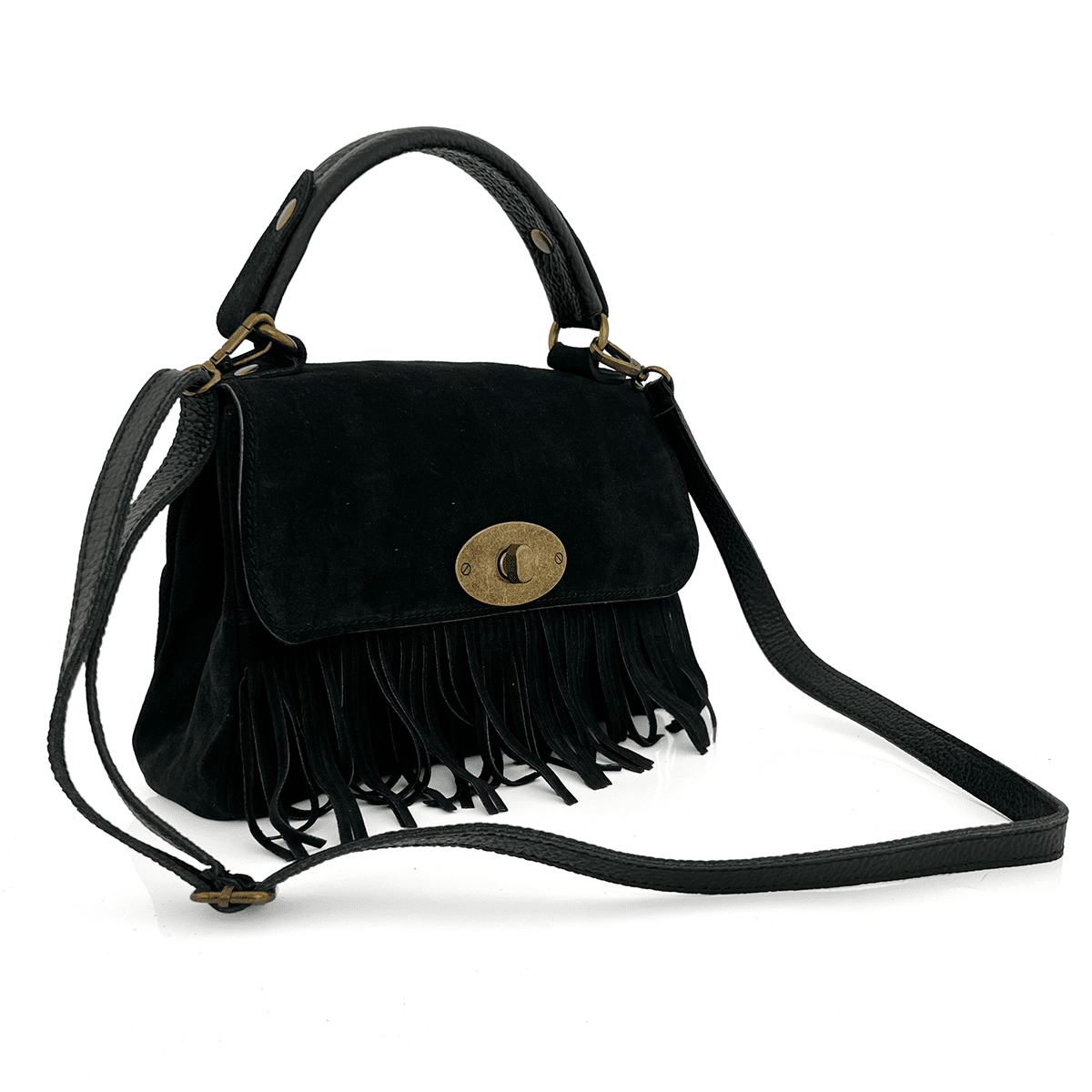 Női táska természetes velúrból - fekete