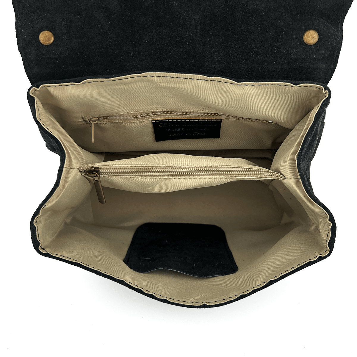 Női táska természetes velúrból - fekete