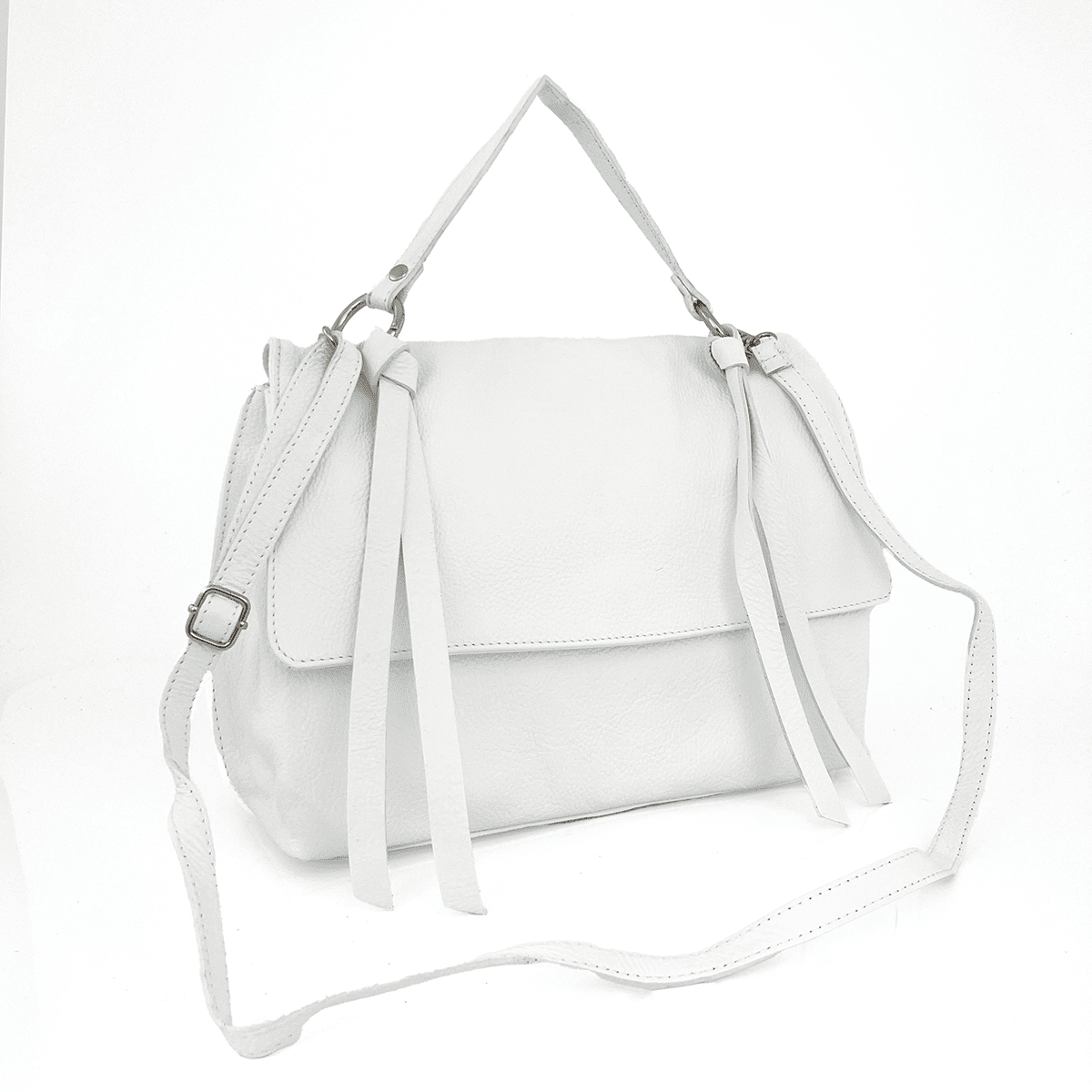 Női válltáska természetes bőrből Matera - fehér