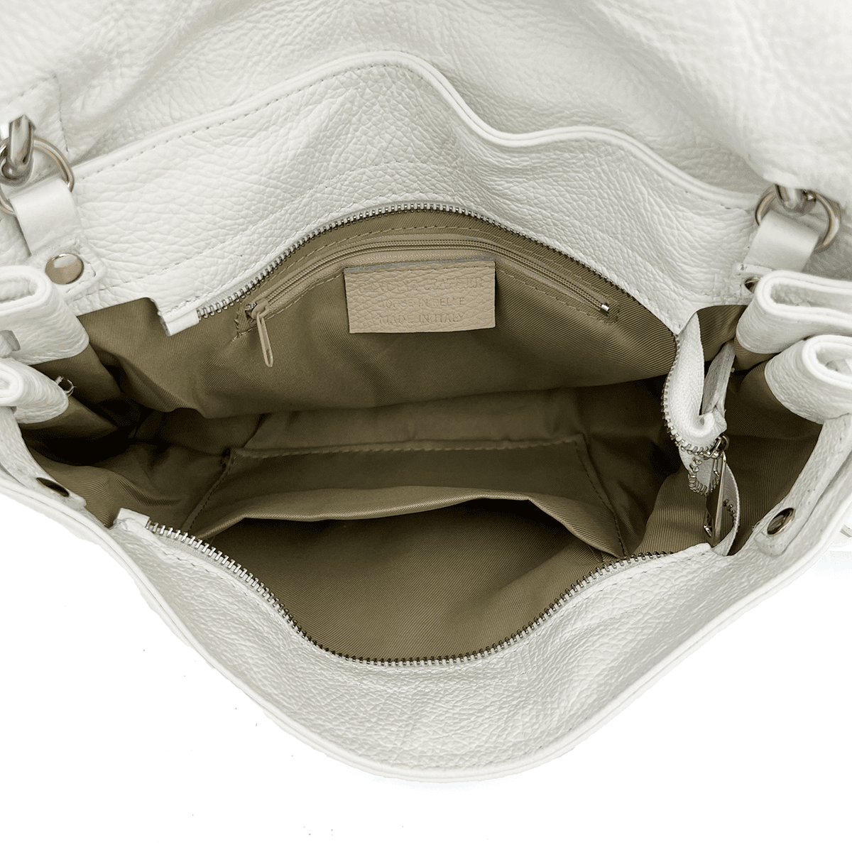 Női válltáska természetes bőrből Matera - fehér