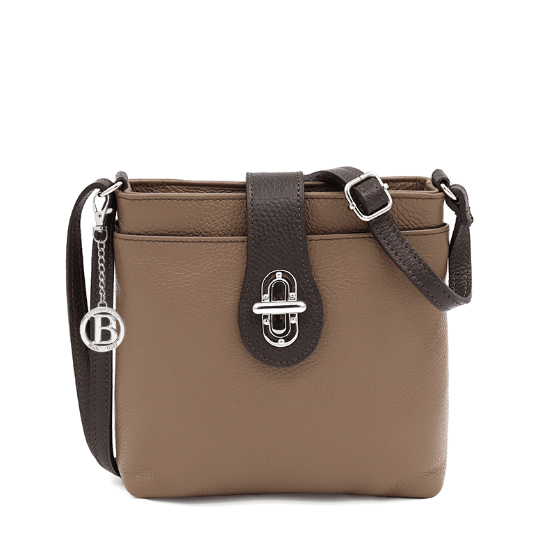 Andria természetes bőr válltáska - barna/sötétbarna