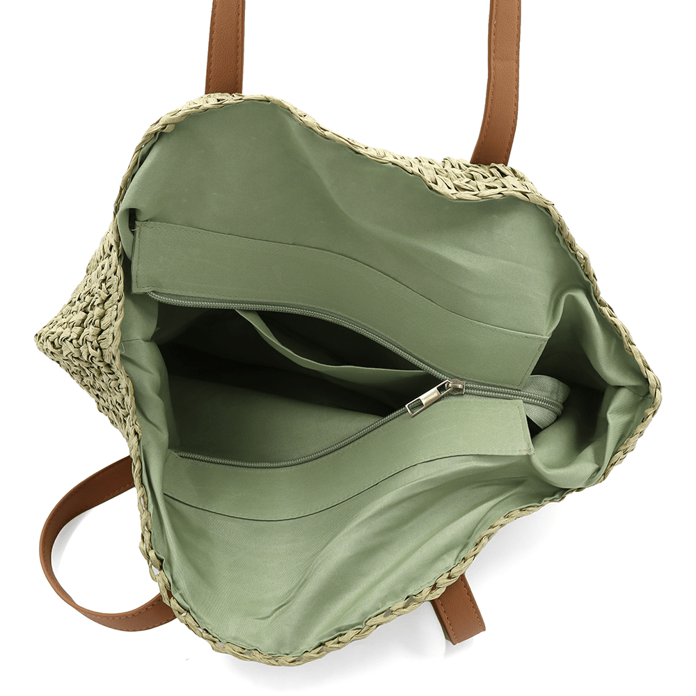 Nagy raffia táska Boho - zöld