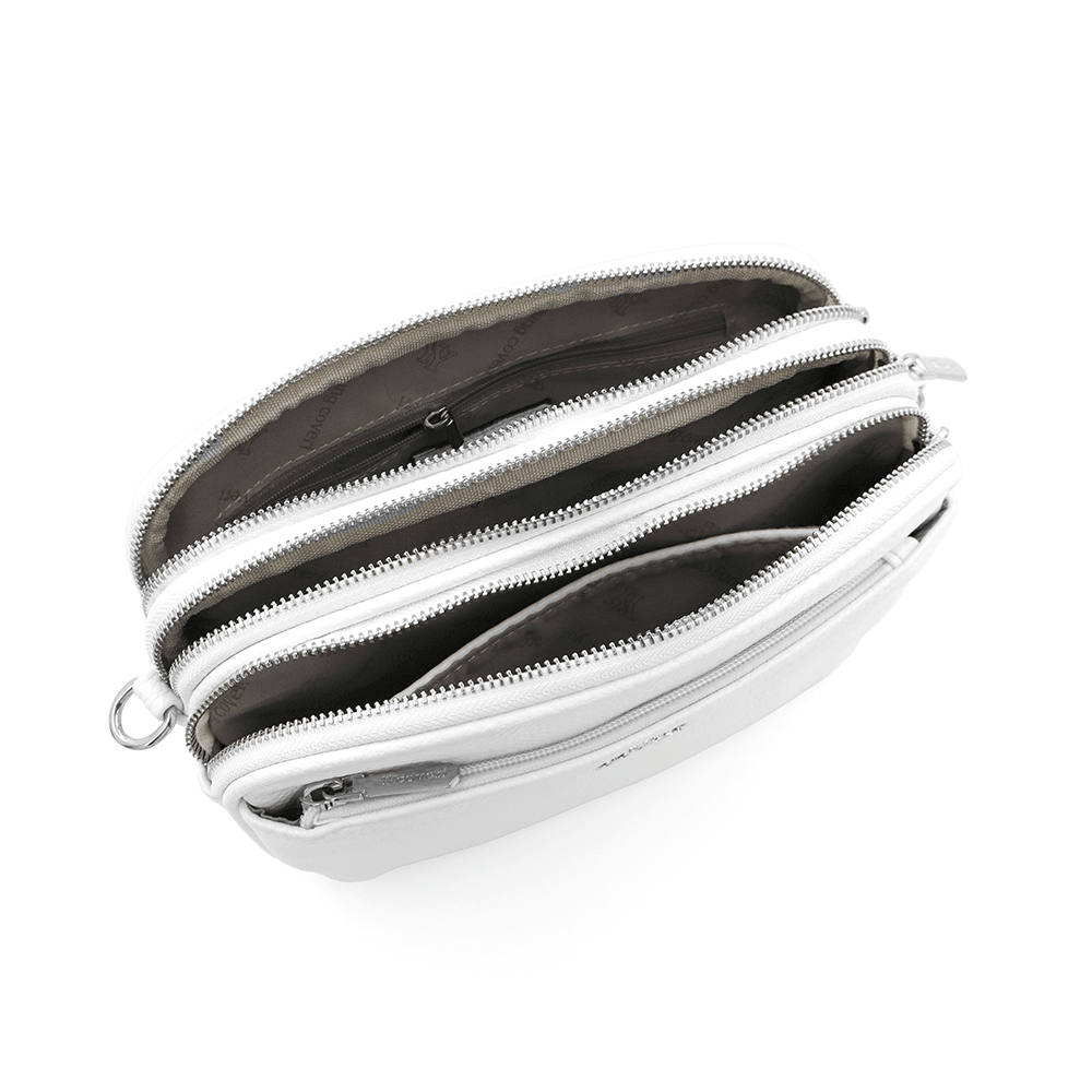 Női válltáska három rekesszel - fehér