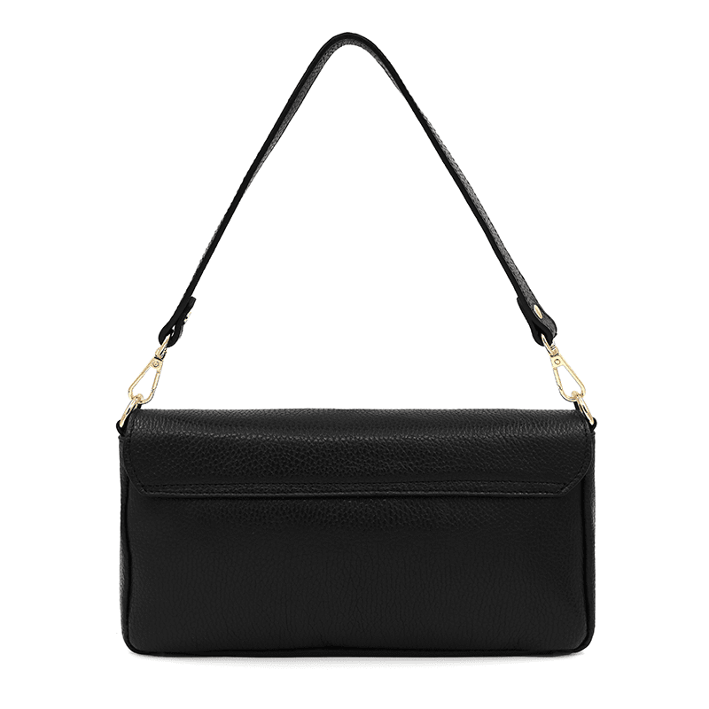 Női táska 2 fogantyúval, természetes bőrből, Napolia - fekete