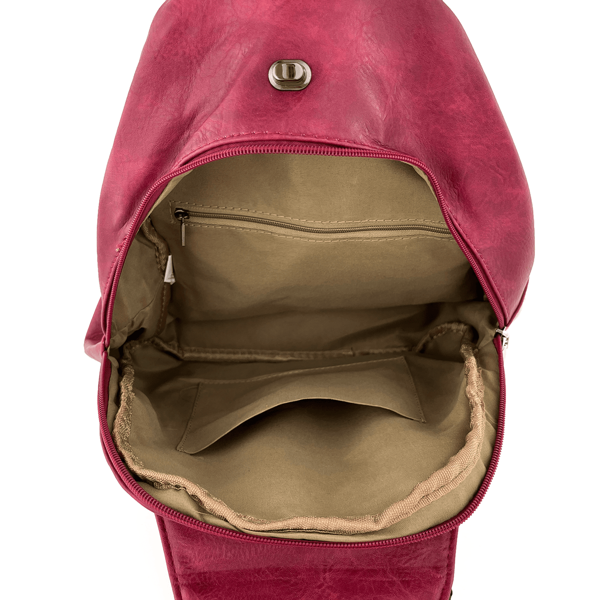 Női hátizsák sok zsebbel - piros/fekete