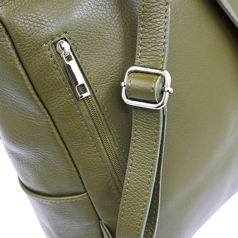 2 az 1-ben - Vittoria természetes bőr hátizsák és táska - sötétzöld