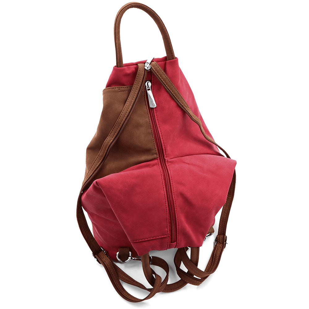 Női hátizsák titkos záródással Darina - piros/téglavörös barna