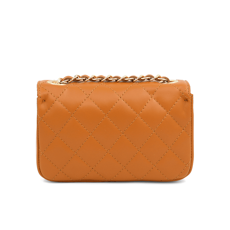 Kapitonált válltáska természetes bőrből Mila - cserépbarna