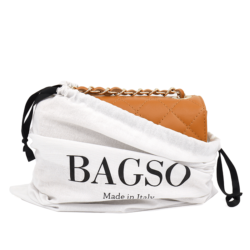 Kapitonált válltáska természetes bőrből Mila - cserépbarna