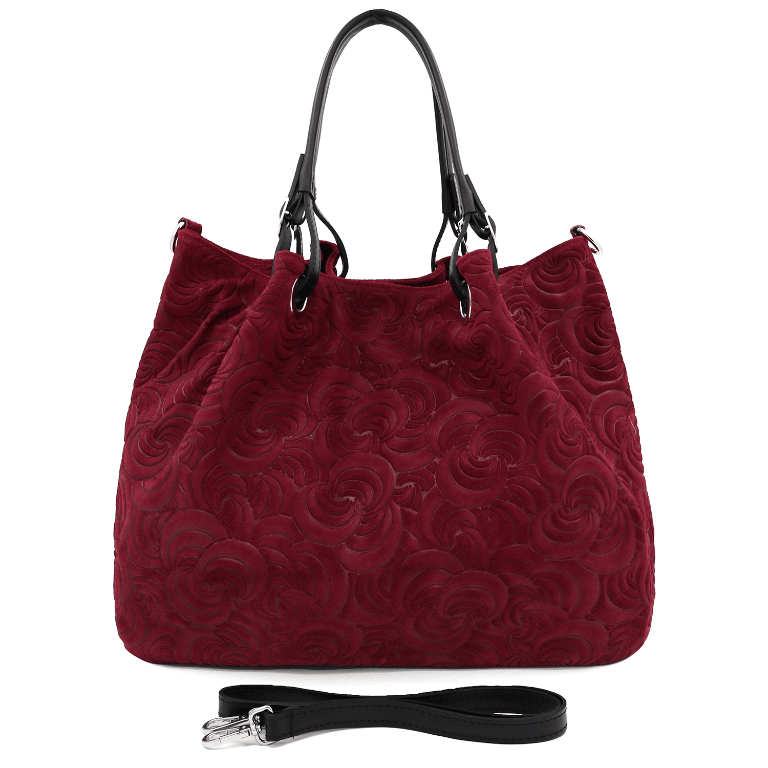 Nagy női táska természetes velúrból Rosie - bordó