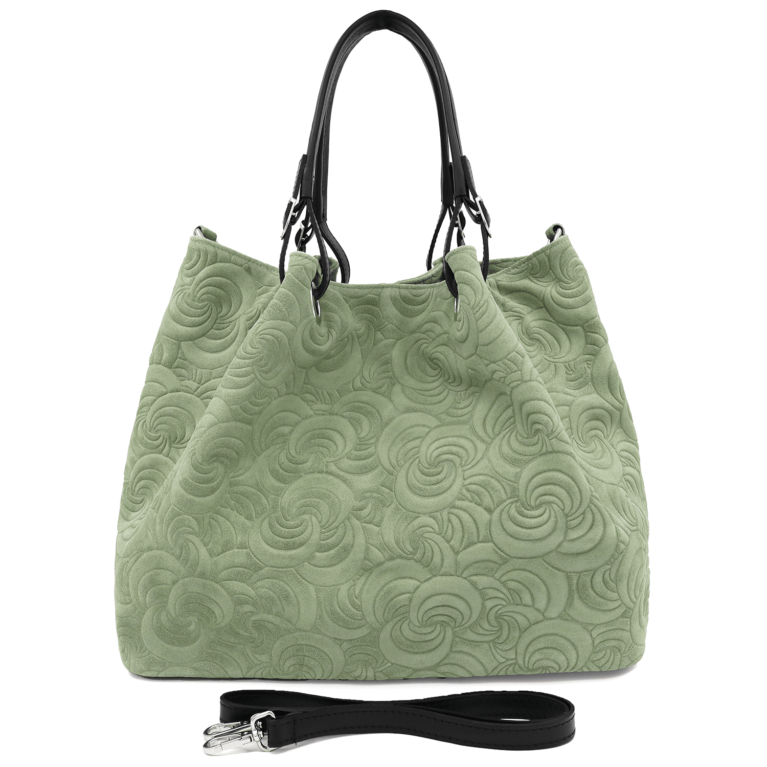 Nagy női táska természetes velúrból Rosie - zöld