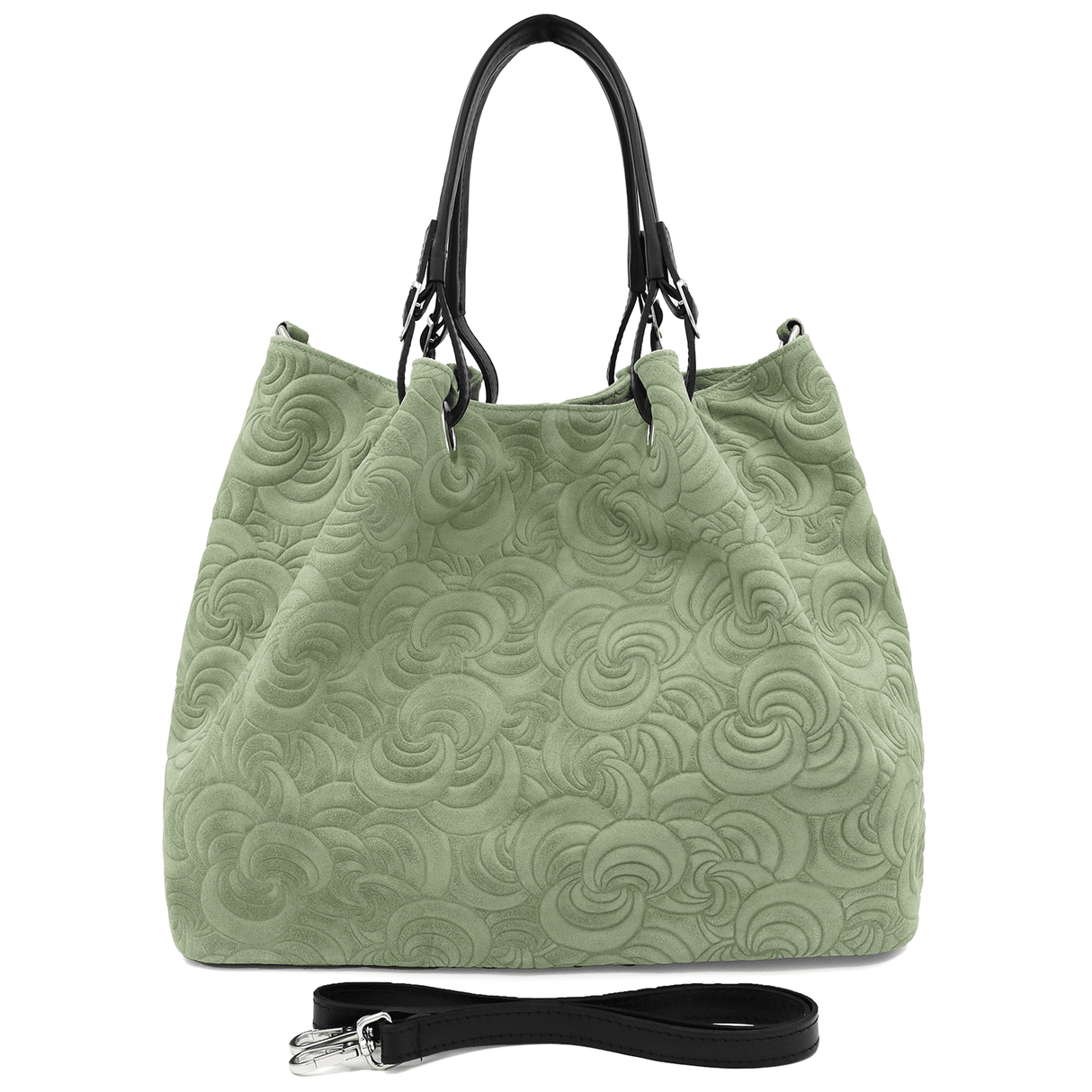 Nagy női táska természetes velúrból Rosie - zöld