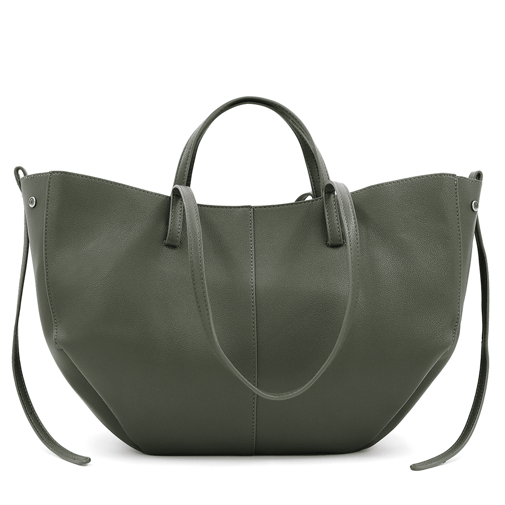 Nagy női táska kétféle fogantyúval és tolltartóval Siena - olajzöld