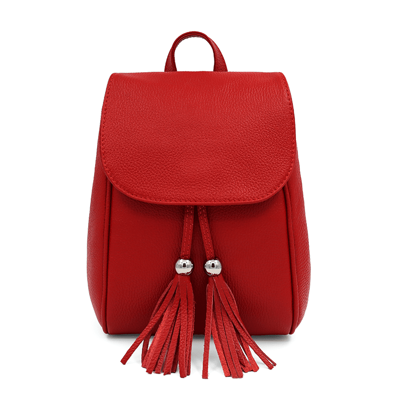 Női hátizsák természetes bőrből Venezia - piros