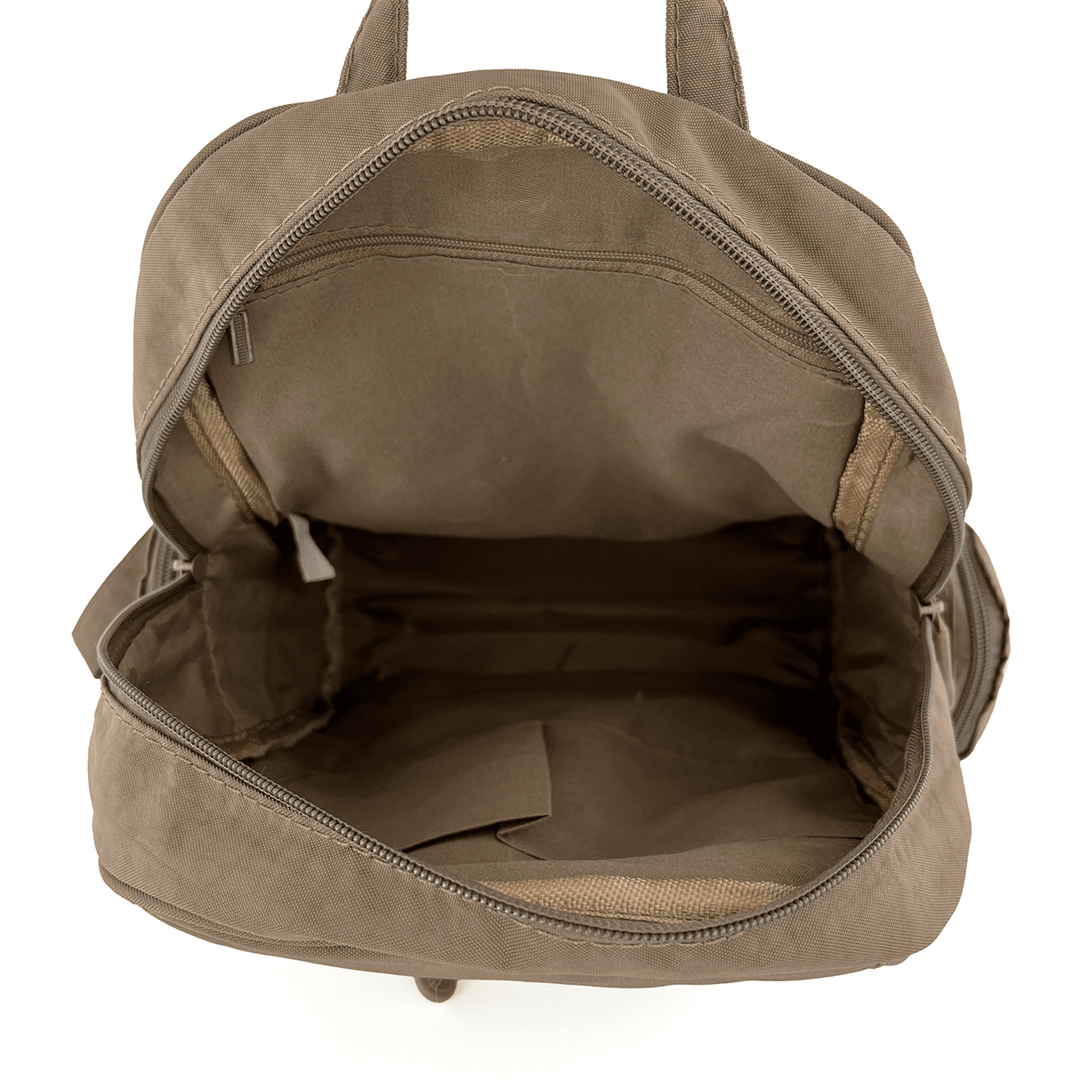 Női hátizsák szövetből, sok zsebbel - világosbarna