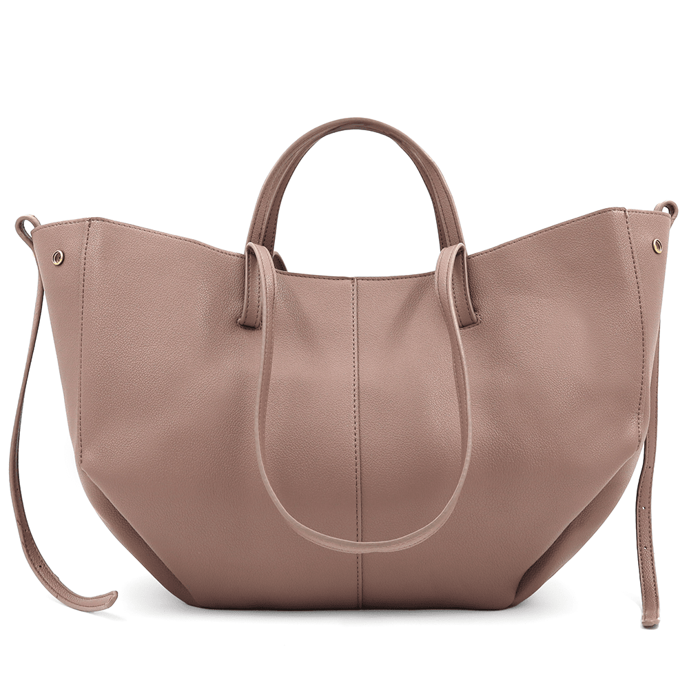 Nagy női táska kétféle fogantyúval és tolltartóval Siena - világosbarna