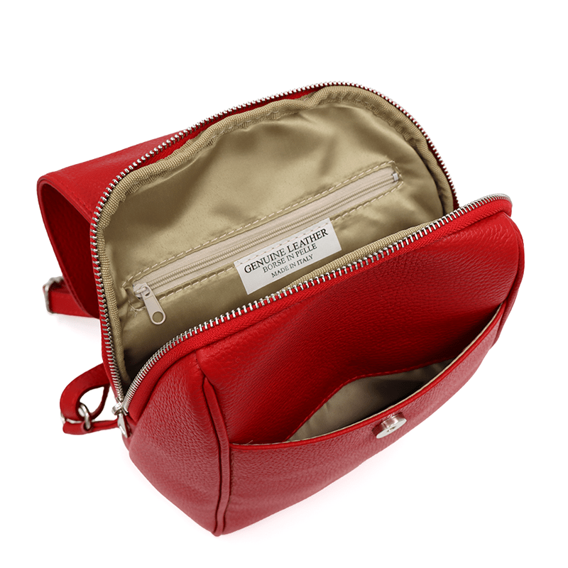 Női hátizsák természetes bőrből Venezia - piros