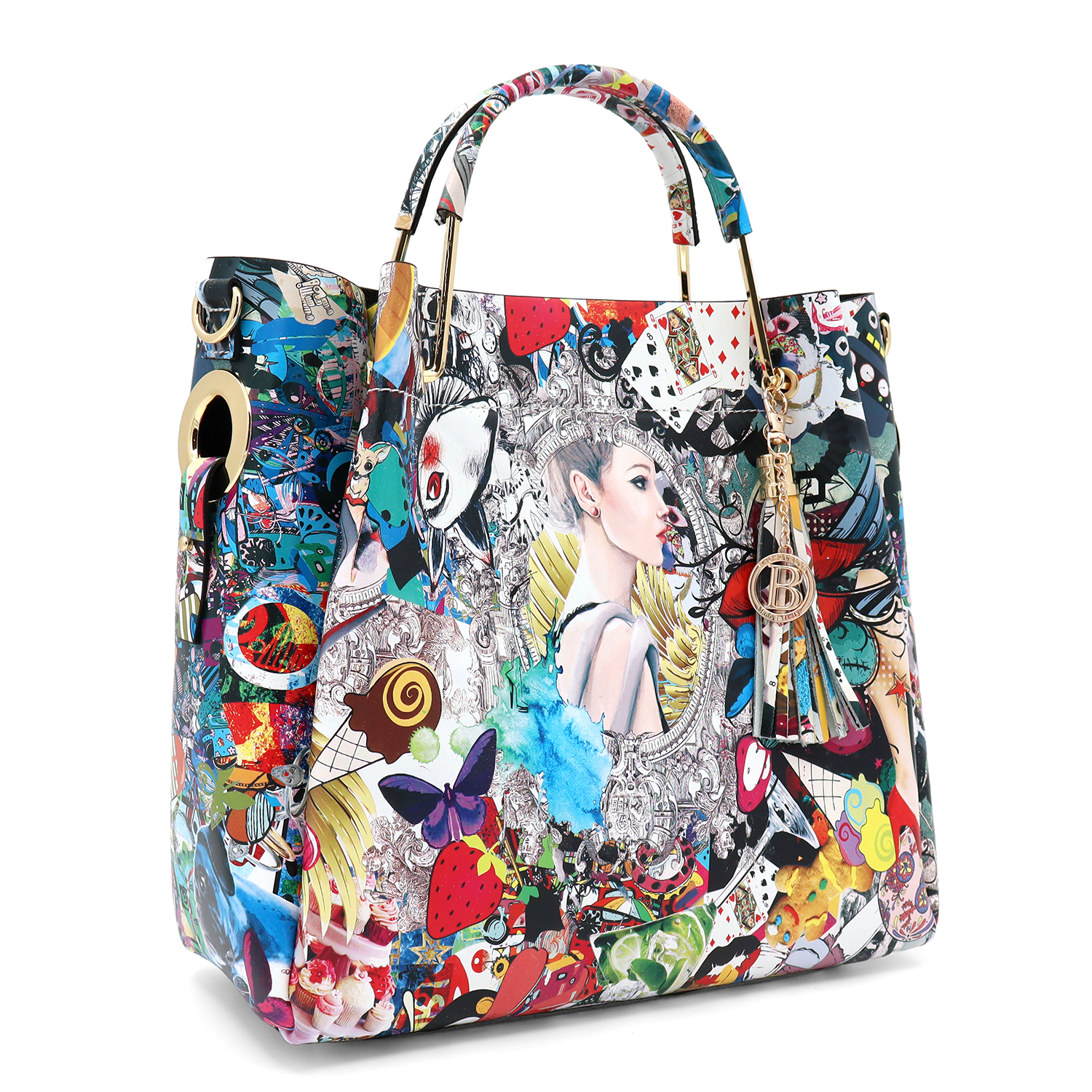 Női táska természetes bőrből Chloe nyomtatott mintával