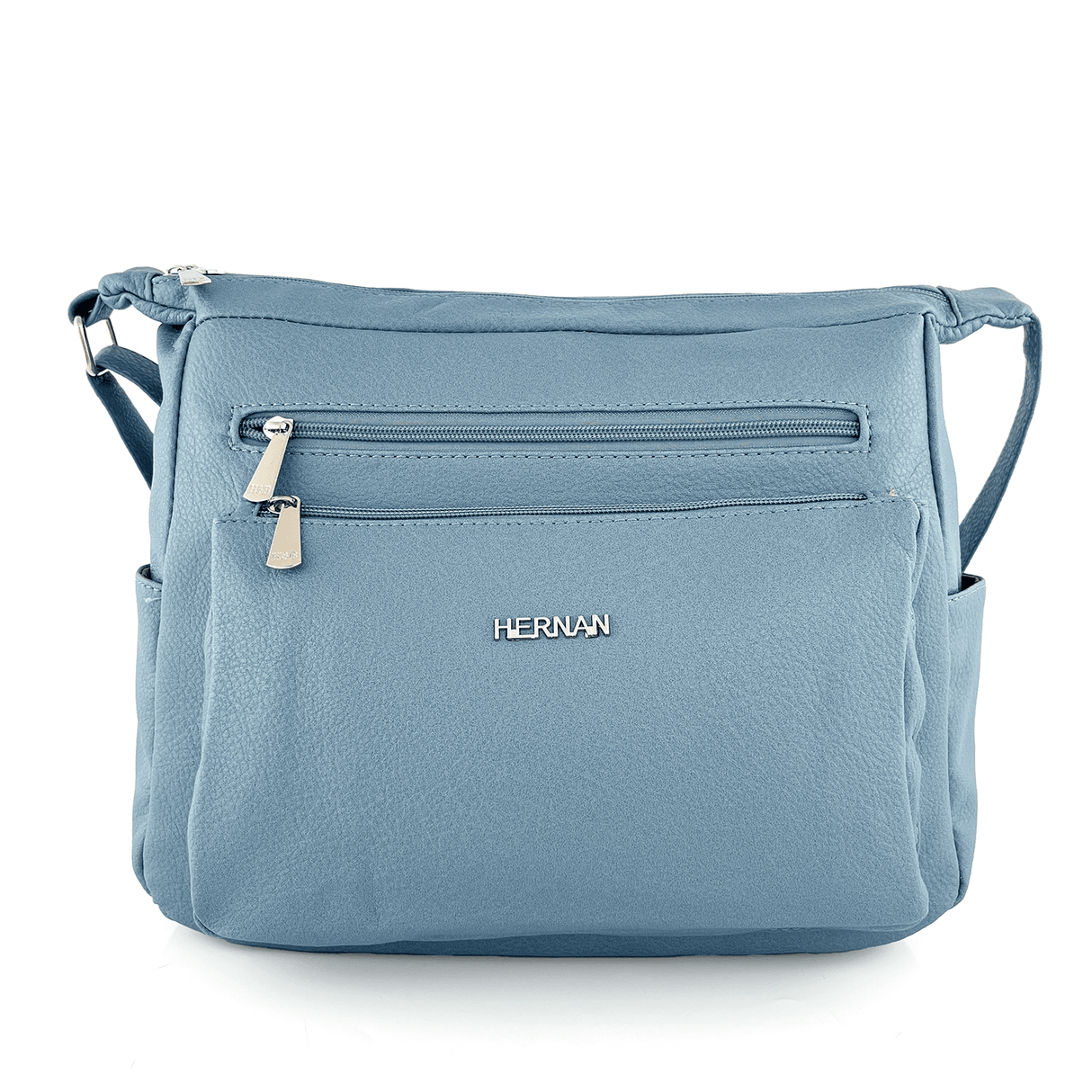 Válltáska 2 rekesszel és sok zsebbel - világoskék