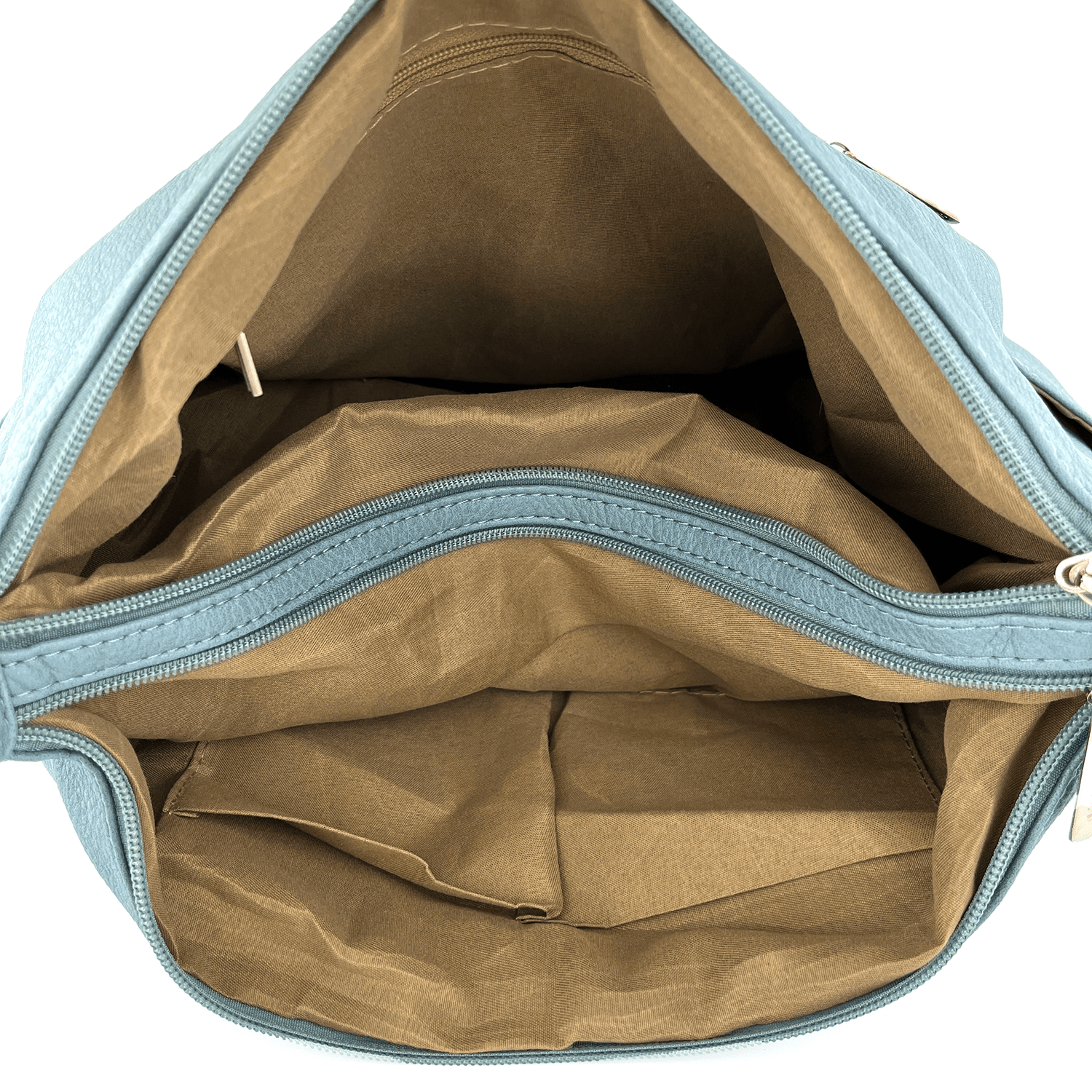 Válltáska 2 rekesszel és sok zsebbel - világoskék