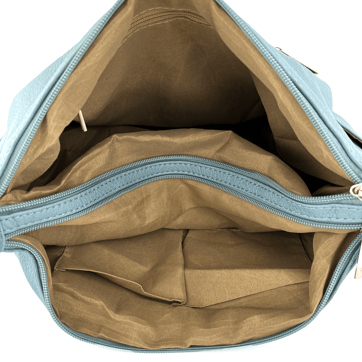 Válltáska 2 rekesszel és sok zsebbel - világoskék