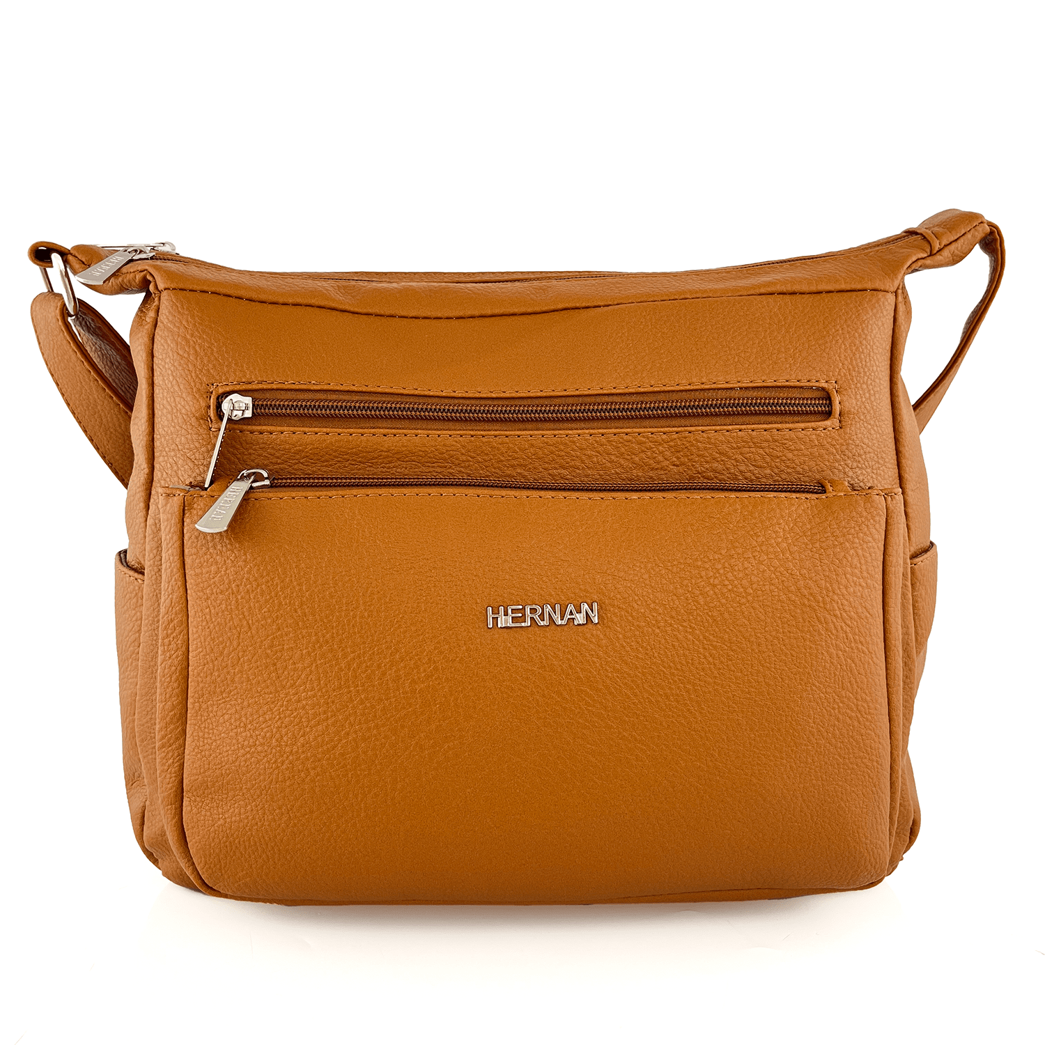 Válltáska 2 rekesszel és sok zsebbel - cserépbarna