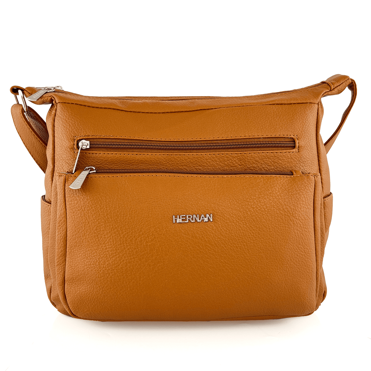 Válltáska 2 rekesszel és sok zsebbel - cserépbarna