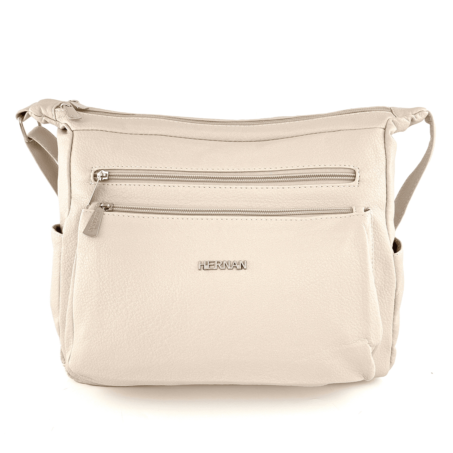 Válltáska 2 rekesszel és sok zsebbel - bézs