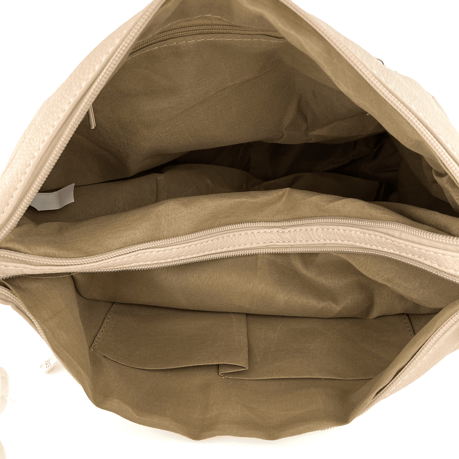 Válltáska 2 rekesszel és sok zsebbel - bézs