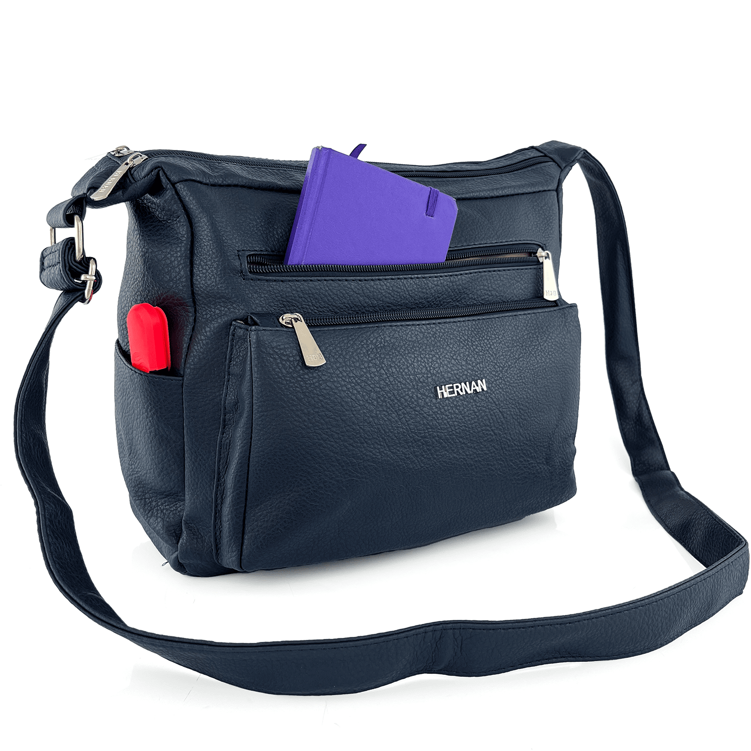 Válltáska 2 rekesszel és sok zsebbel - sötétkék