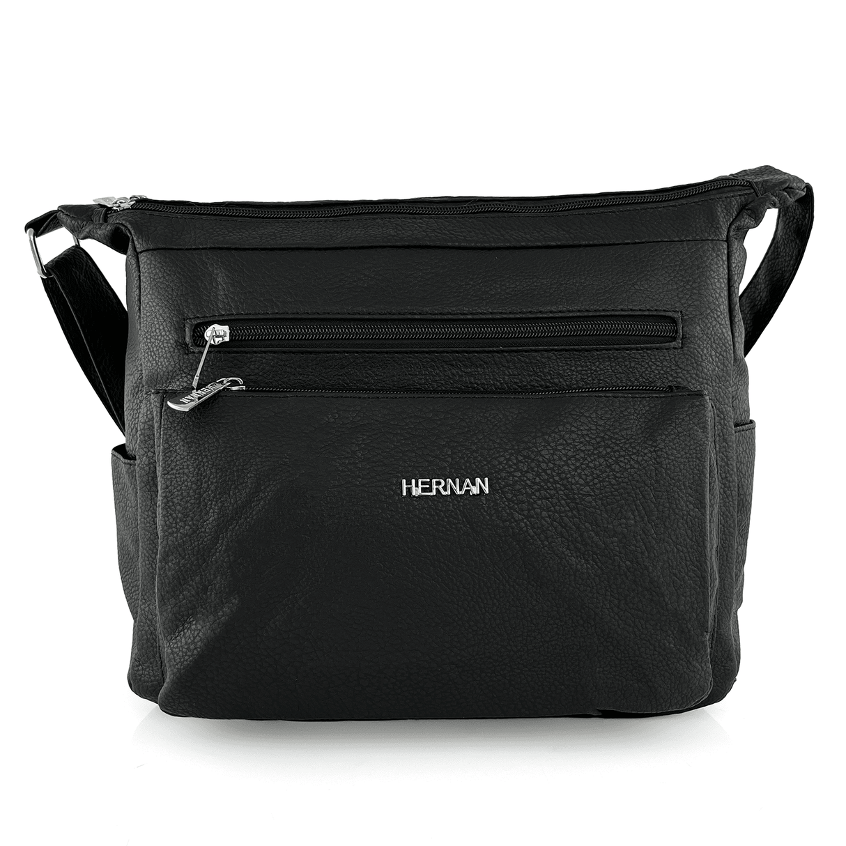 Válltáska 2 rekesszel és sok zsebbel - fekete