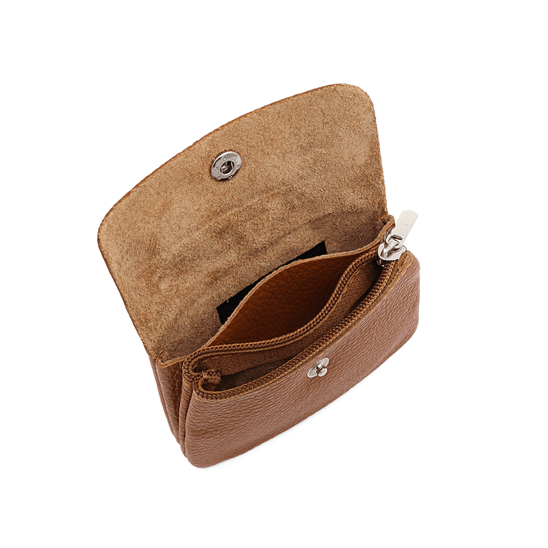 Kis természetes bőr pénztárca - cserépbarna