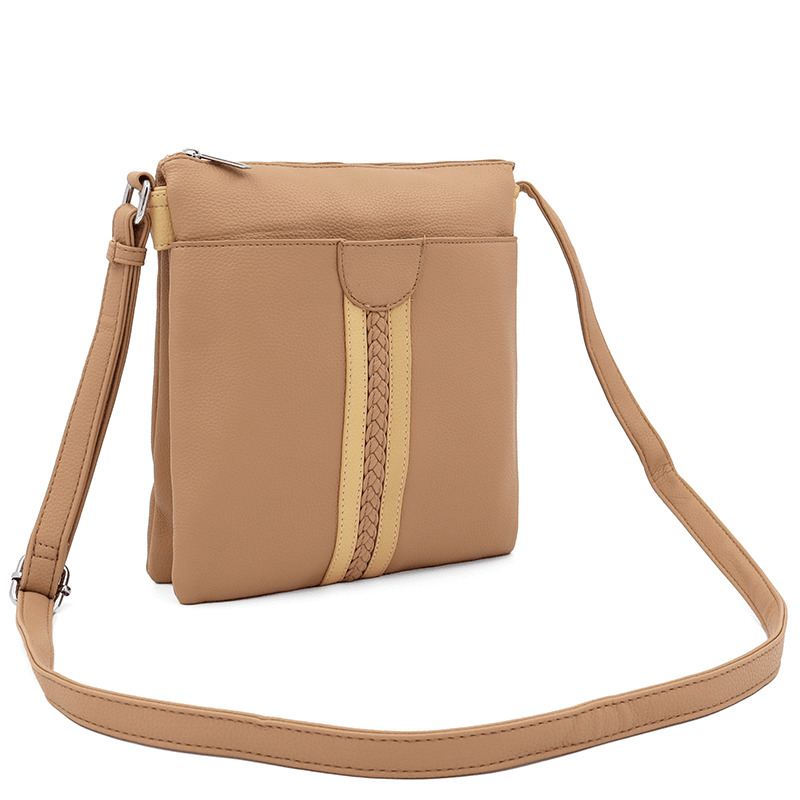 Kényelmes válltáska 3 rekesszel Neli - barna / világosbarna