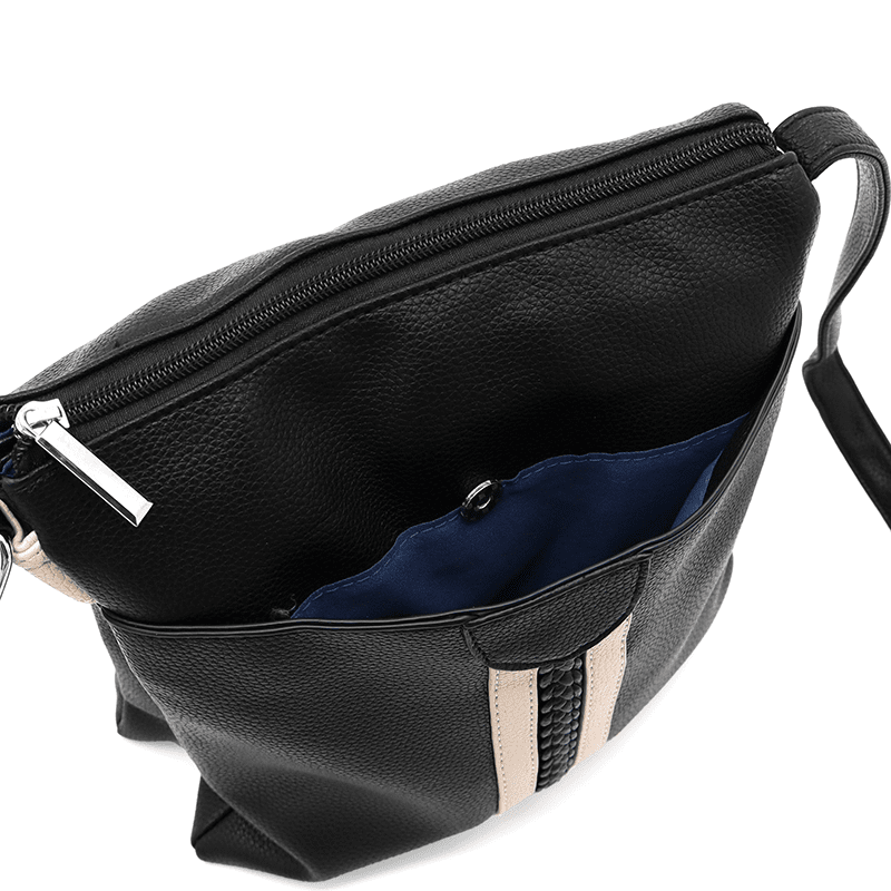 Kényelmes válltáska 3 rekesszel Neli - fekete / bézs