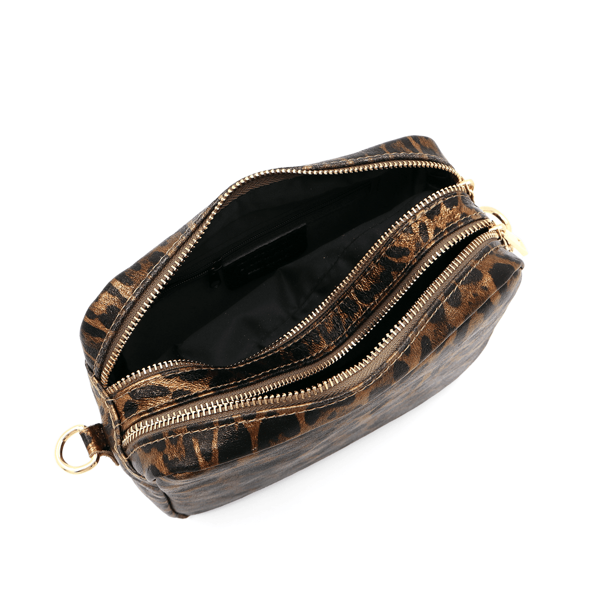 Természetes bőr válltáska nyomtatott mintával - barna