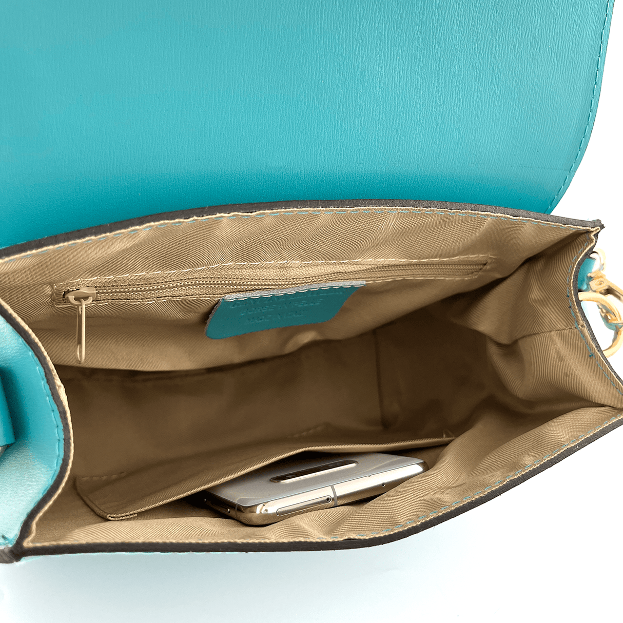 Luxus táska természetes bőrből, 2 fogantyúval, Sana - kék