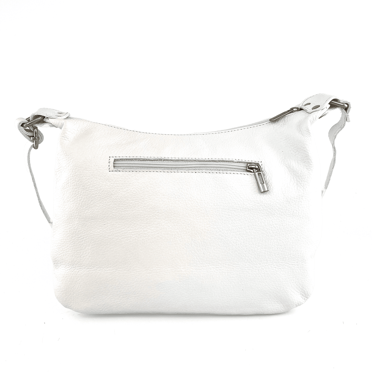 Természetes bőr válltáska elválasztóval - fehér