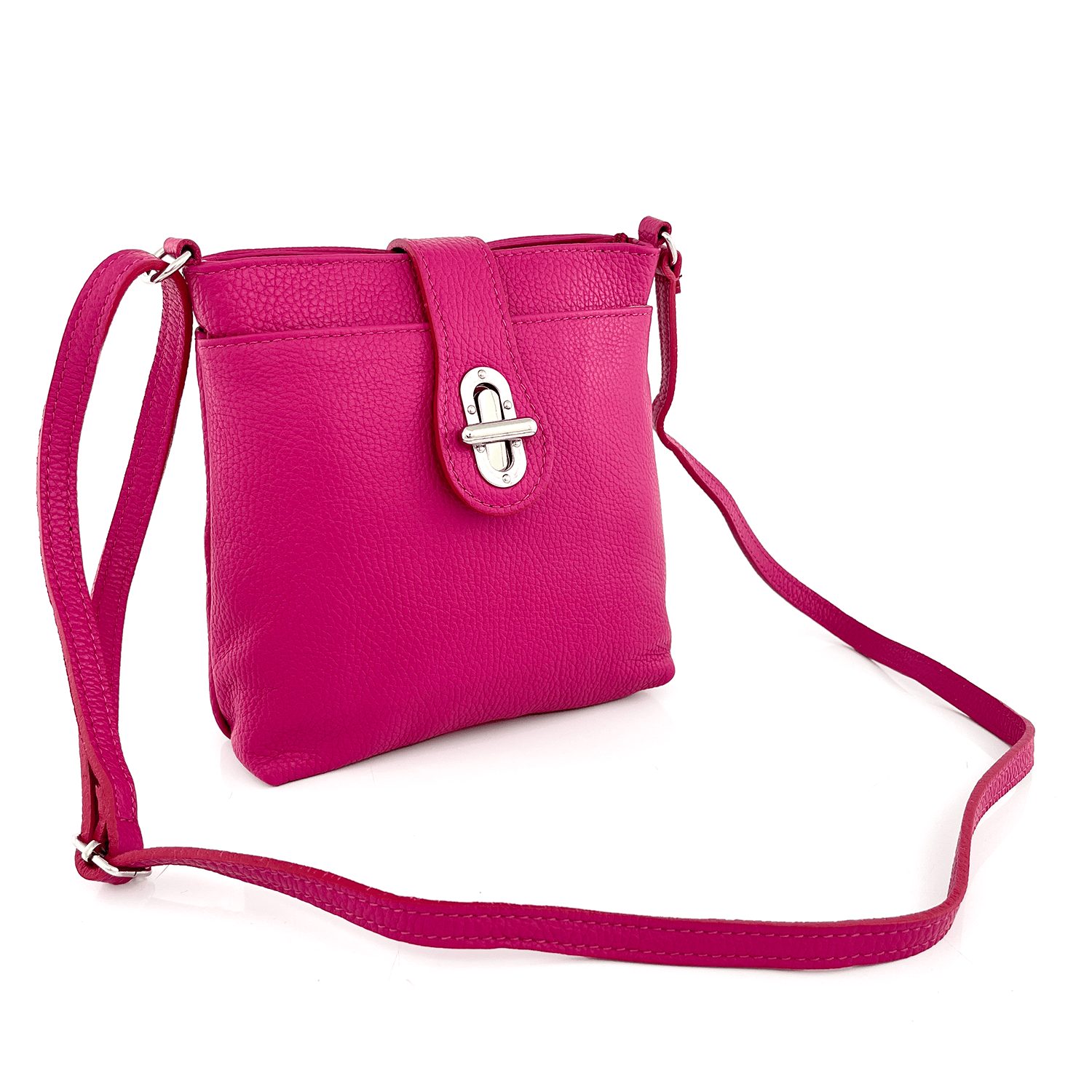Andria természetes bőr válltáska - fukszia