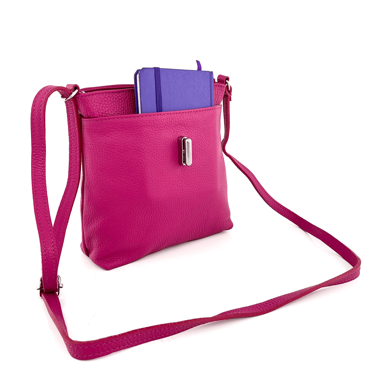 Andria természetes bőr válltáska - fukszia
