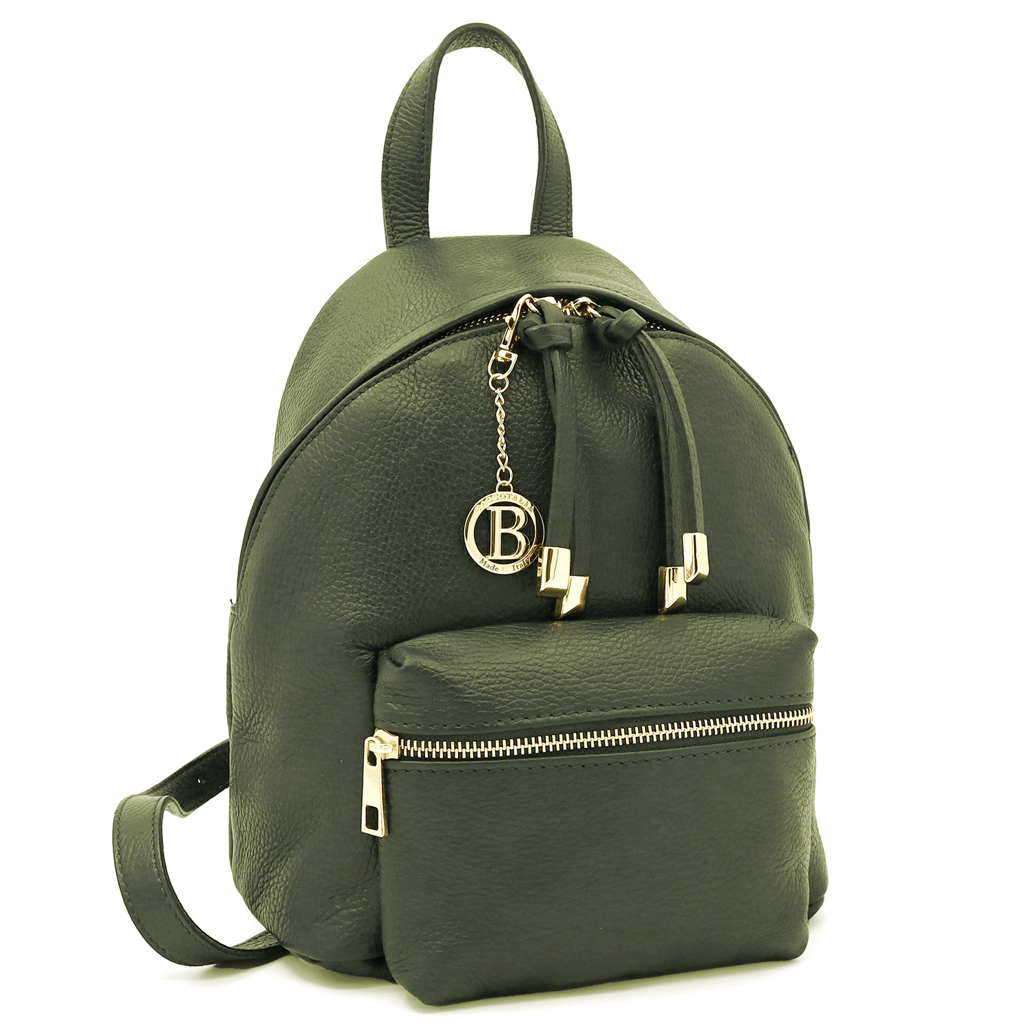 Női hátizsák természetes bőrből Aida - olajzöld