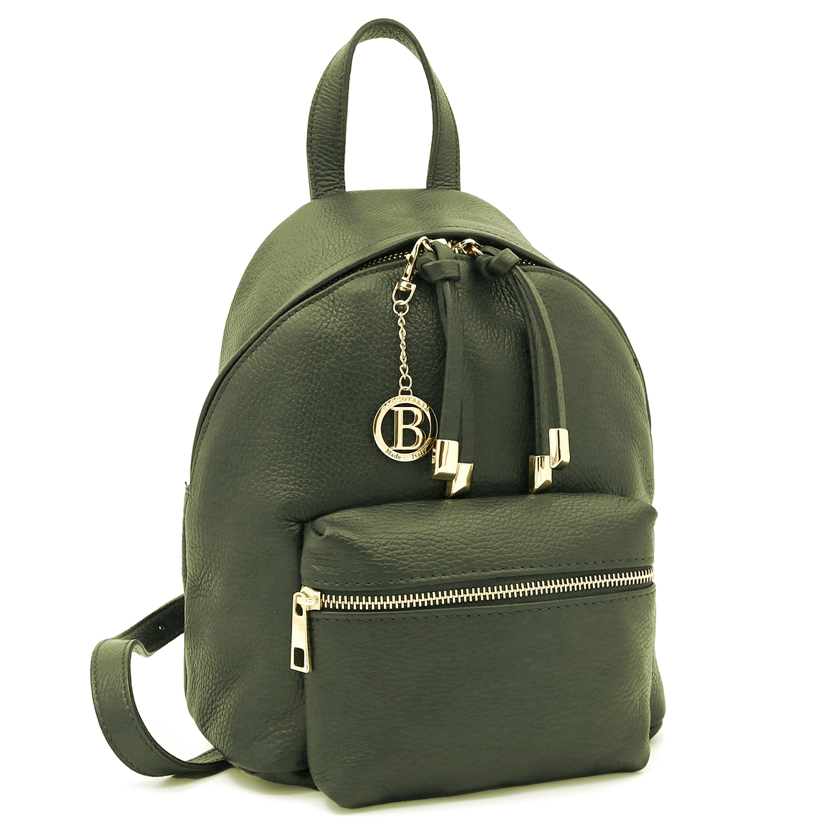 Női hátizsák természetes bőrből Aida - olajzöld