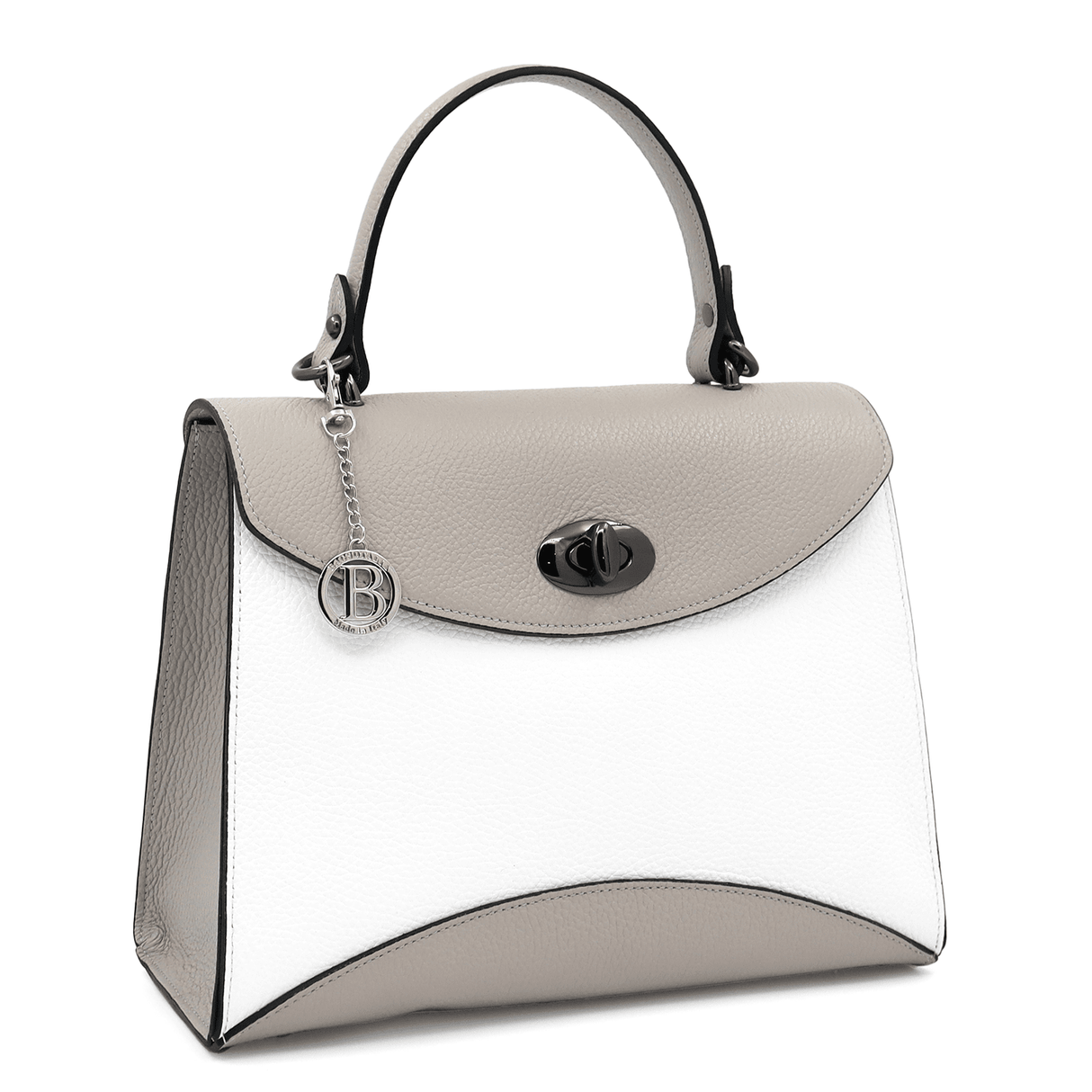 Női táska természetes bőrből Cassidy - fehér/világosszürke