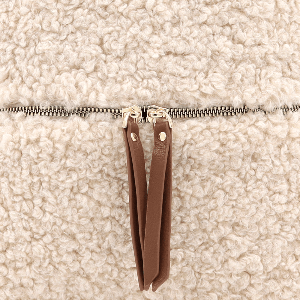 Plüss női hátizsák – bézs / téglabarna