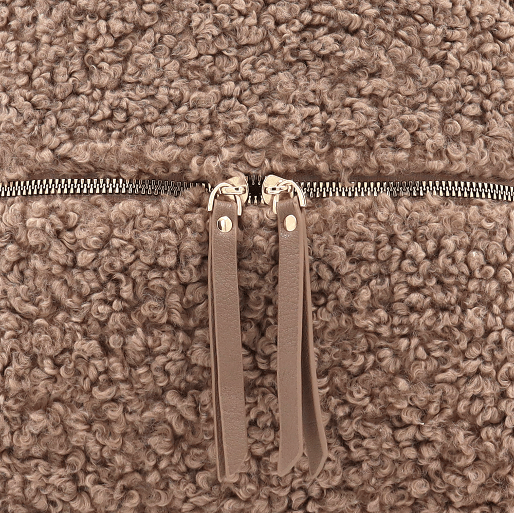 Plüss női hátizsák – világosbarna