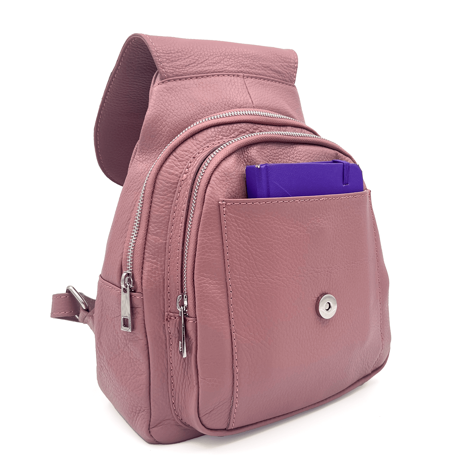 Női hátizsák természetes bőrből - rózsaszín